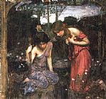 John William Waterhouse Famous Paintings - Nymphs Finding the Head of Orpheus